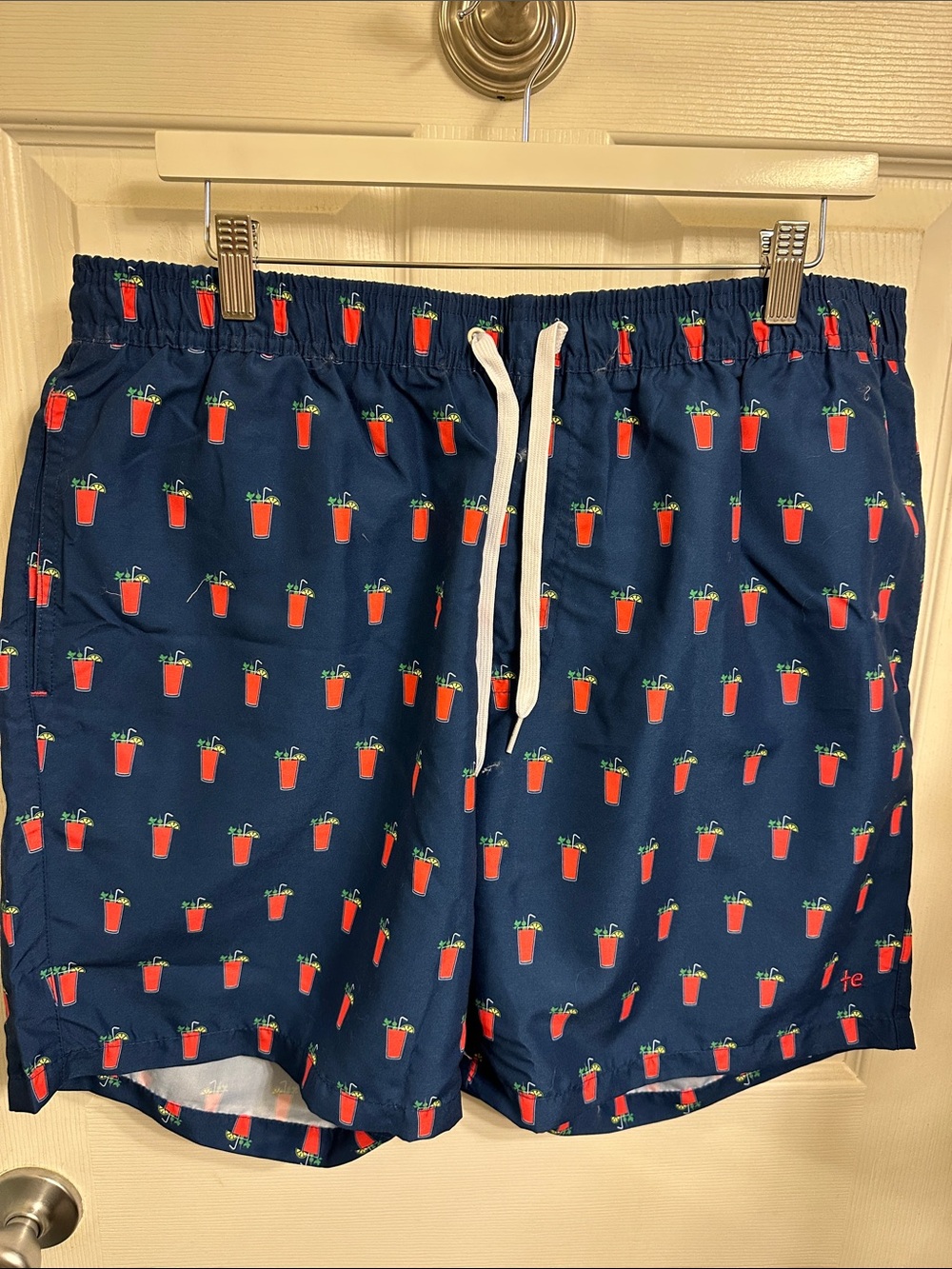 Tipsy Elves Navy Swim Trunks with Bloody Mary’s